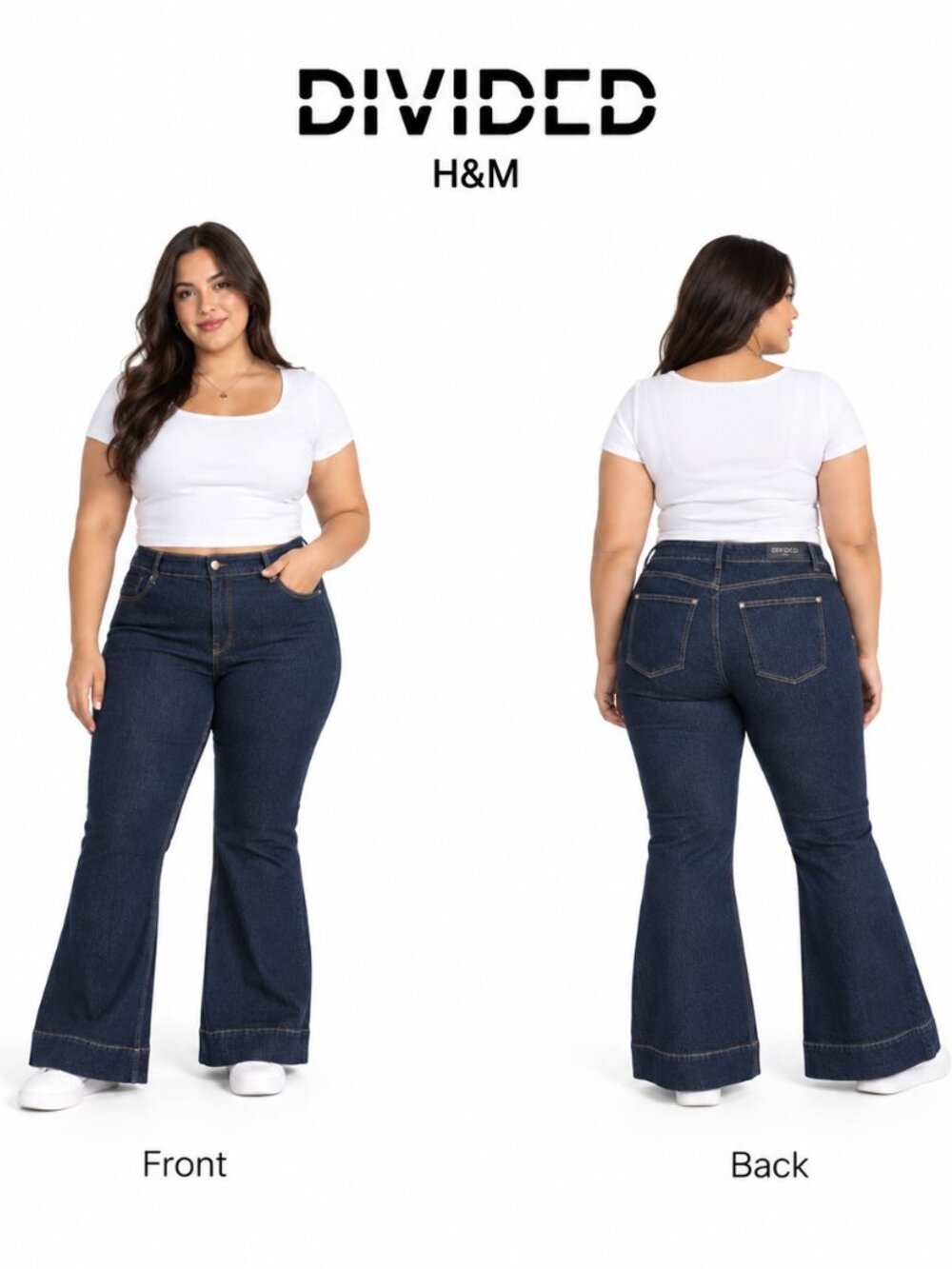 Divided H&M Women Dark Wash High Waist Flare Jeans Size 20 Stretch Denim